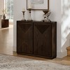 Modern V-Pattern Storage Cabinet, Narrow Sideboard Accent Cabinet with 2 Outlet Holes for Entryway, Coffee, Living Room, Hallway, Office-Tanpinhause - 2 of 4