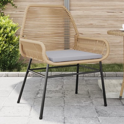 vidaXL Garden Chair Black PE rattan Medium UV-resistant materials