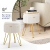 StorageBud Pleated Velvet Storage Ottoman, Round Ottoman with Storage, Foot Stool Ottoman for Living Room and Bedroom, Modern Foot Rest - 2 of 4