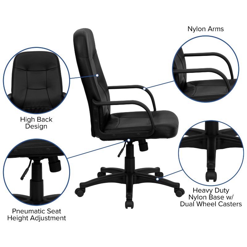 Flash Furniture Holly High Back Black Glove Vinyl Executive Swivel Office Chair with Arms, 4 of 13
