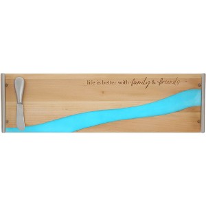 Pavilion Gift Company - Family & Friends - 21" Wood & Resin Cheese/Bread Board Set - Cutting Boards - 1 of 4