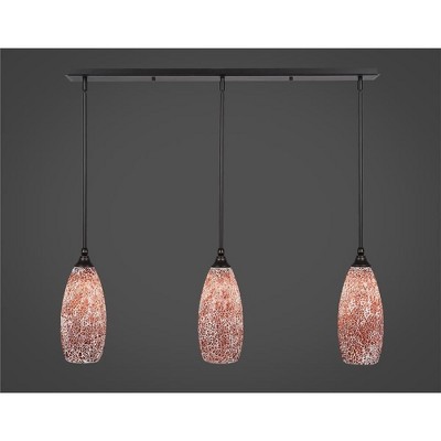 Toltec Lighting Any 3 - Light Chandelier in  Dark Granite with 5.5" Red Fusion Shade
