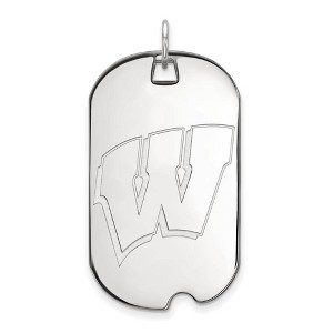 Black Bow Jewelry 14k White Gold Wisconsin Badgers NCAA Large Pendant - 1 of 3