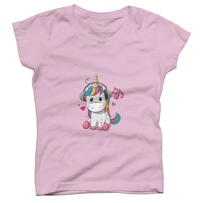 Girl's Design By Humans Happy unicorn By Kefren T-Shirt