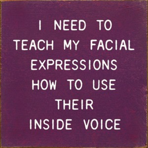 Slickblue Funny Facial Expression Wood Sign – Inside Voice Quote – 7x7 Rustic Wall Decor, Color Options - 1 of 3