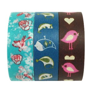 Wrapables Bye Bye Birdie Washi Masking Tape (Set of 3) - 1 of 2