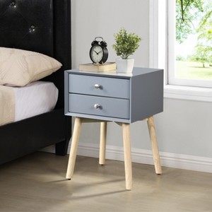 KTMBDW Nightstand with 2 Drawers,Modern Bedside Table with Metal Handles and Solid Wood Legs,Mid Century End Table for Living Room,Bedroom - 1 of 4