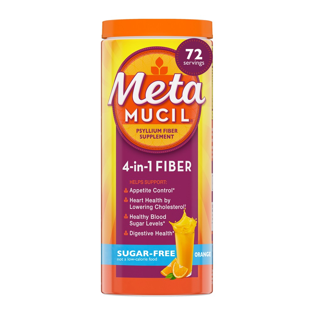 Photos - Vitamins & Minerals Metamucil Psyllium GLP-1 Friendly Fiber Supplement Sugar Free Powder - Orange - 2.4g Fiber Per Serving - 15oz