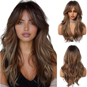 Jessie's Wig Cosplay Heat Resistant Synthetic Wigs Long Ombre mixed Brown Wig With Bangs 24 Inch 1 Pc/Pack - 1 of 4