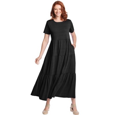 Woman Within Plus Size Short-Sleeve Tiered Dress