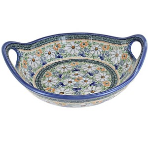Blue Rose Polish Pottery MU07 Galia Deep serving Bowl with Handles - 1 of 2