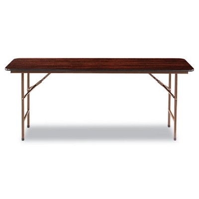 Mahogany Rectangular 72'' Folding Table with Scratch-Resistant Top