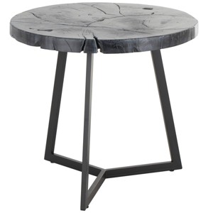 Olivia & May Teak Wood Accent Table: No Assembly, Indoor Use, Round Shape, 21.5" Height - 1 of 4