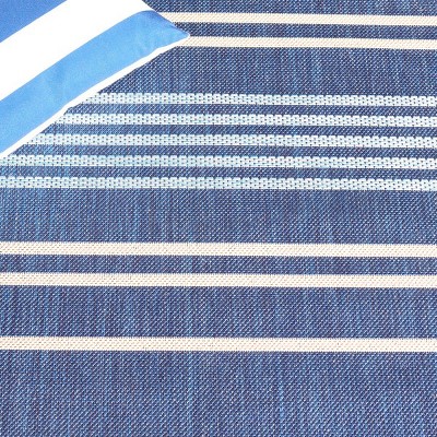 Navy and Blue Striped Rectangular Synthetic Indoor/Outdoor Rug, 8' x 11'