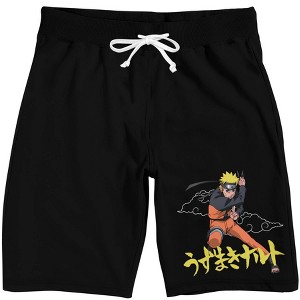Naruto Shippuden Naruto And Kanji Men's Black Sleep Pajama Shorts - 1 of 2