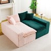 KWPZQEB 120.08" Luxury Turtle Sofa, Color-Block Velvet Sofa with 6 Pillows, Mid Century Modular Floor Sofa for Living Room, Apartment - 4 of 4