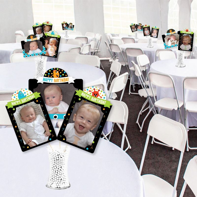 Big Dot of Happiness Monster Bash - Little Monster Birthday Party Picture Centerpiece Sticks - Photo Table Toppers - 15 Pieces, 3 of 8
