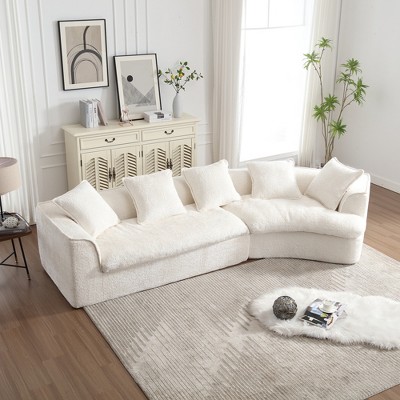 TiramisuBest Boucle Sofa 3 Seater for Living Room Oversized Comfy Sofa for Apartment