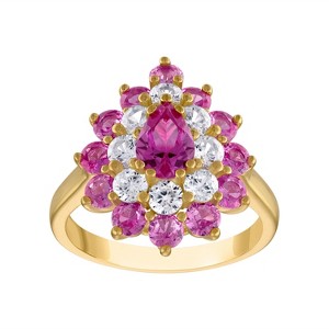 Designs By Gioelli Sterling Silver Gemstone Double Halo Ring - 1 of 3