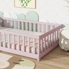Whisen Twin Bed & Rubber Wood Floor Bed with Fence without Door, Multi - Functional Floor Bed for Kids' Sleep & Play - 4 of 4