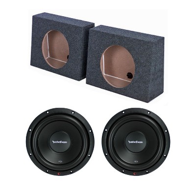 QPower TW10 Single 10 Inch Sealed Subwoofer Box Enclosures (2 Pack) and Rockford Fosgate R2D2-10 500 Watt 10 Inch 2 Ohm DVC Subwoofers (2 Pack)