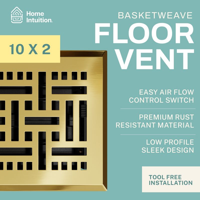 Home Intuition Basketweave Decorative Floor Register Vent with Mesh Cover Trap, 2 of 8