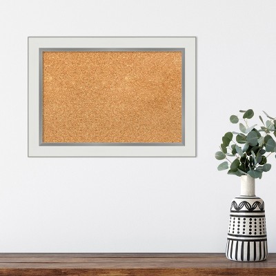 Eva Ombre Gold and White Framed Corkboard, 25" x 19"