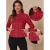 INSPIRE CHIC Women's Button Front Stand Collar Long Sleeve Jean Jackets with Pockets - 2 of 4