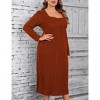 Women Plus Size Sweater Dress Sweetheart Collar Long Sleeve Casual Fall Winter Tunic Knit Midi Dress - 2 of 4