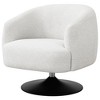 Boucle Fabric and Metal Swivel Accent Chair with Barrel Back, Channel Tufting and Tapered Arms - 4 of 4
