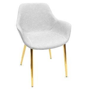 LeisureMod Markley Faux Leather Dining Chair with Arms and Gold Metal Legs - 1 of 4