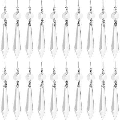 Juvale 20 Pack Clear Icicle Crystal Prisms for Chandelier Replacement (38 mm)