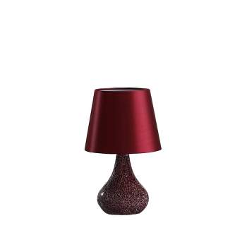 11" Mosaic Glass Pattern Mini Polyresin Table Lamp Red/Pink - Ore International