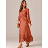 Seta T Women's Boho Long Sleeve Square Neck Elastic High Waist A-Line Maxi Dress with Pockets - 2 of 4