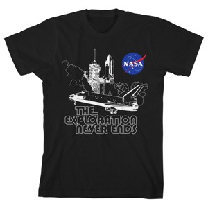 NASA The Exploration Never Ends Black T-shirt Toddler Boy to Youth Boy - 1 of 3