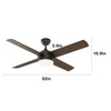 Warmiplanet 52" Ceiling Fan with Lights Remote Control, Sand Nickel,DC Motor,5 Blades - 3 of 4
