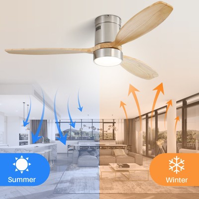Sofucor 52inch Wood Low Profile Ceiling Fans with Lights and Remote Reversible DC Motor Modern Ceiling Fan