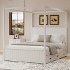 Queen Size 4 Poster Canopy Platform Bed with Trundle and 3 Drawers, Solid Wood Bed Frame with Headboard, No Box Spring Needed - ModernLuxe - 2 of 4