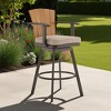 HomeRoots 44" Brown Metal Swivel Outdoor Bar Height chair with Footrest - 2 of 4