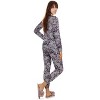 Memoi Women's 2 Piece Purple Blossom Long Sleeve and Tapered Pant Pajama Set Purple S - 4 of 4