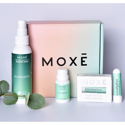MOXE – Eucalyptus Gift Set – 100% Pure Essential Oil Collection – Shower Steamer Spray, Diffuser Oil & Nasal Inhalers – Made in USA