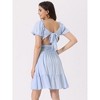 Allegra K Women's Smocked Summer Casual Bow Tie Back Ruffle A-Line Dress - 3 of 4