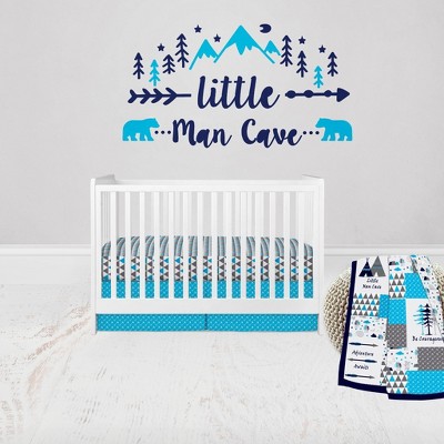 Image of Bacati - Woodlands Forest Animals Aqua/Navy/Grey 3 pc Baby Crib Bedding Set for Boys