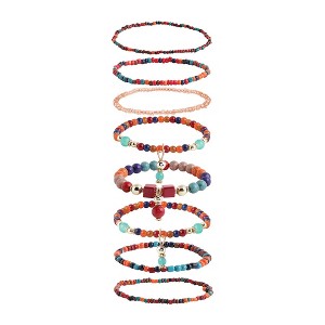 SOHI Women's Red Beaded Multi-Layer Bracelet - 1 of 3