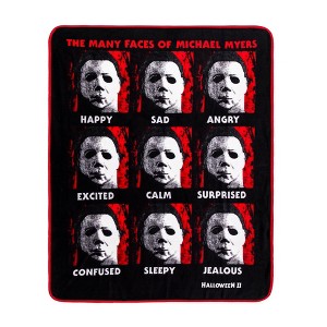 Silver Buffalo Halloween II "The Faces Of Michael Myers" Raschel Throw Blanket | 45 x 60 Inches - 1 of 4