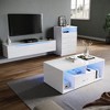 Coffee Table With 16 Colors LED Lights, Modern Center Table With Open Shelves & Drawer, Rectangle Cocktail Tea Table For Living Room Home Office - 4 of 4