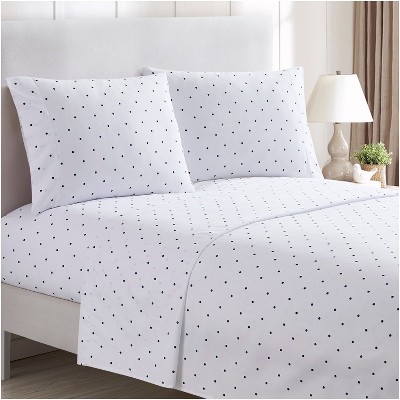 King Polka Dot Navy Microfiber Deep Pocket Sheet Set