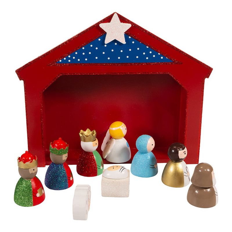 Kurt Adler 9-Inch Miniature Nativity Set with 9 Figures and Stable, 2 of 8