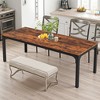 Lirago Brown 78" Rectangular Dining Table E1 Particle Board Metal Frame 27.5x78.7x29.5 6-8 Seater Kitchen Table - 2 of 4