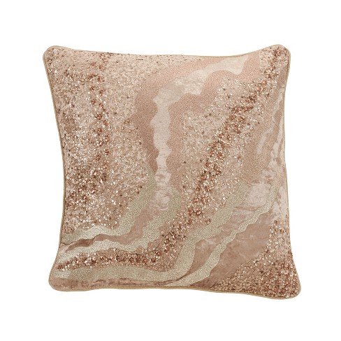 Saro Lifestyle Embroidered Down-filled Velvet Pillow With Beaded